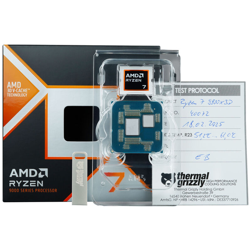 Montert Thermal Grizzly Delidded AMD 9800X3D prosessor i system