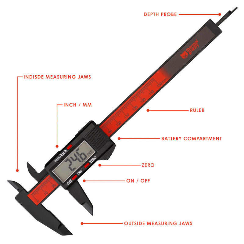 Thermal Grizzly TG Caliper digitalt skyvelære 150 mm bakside