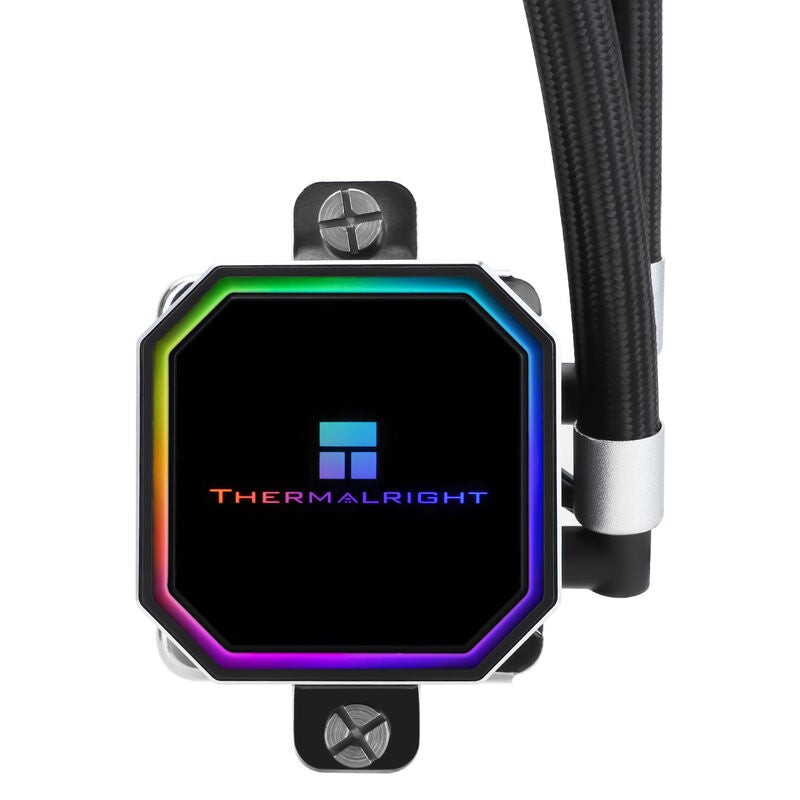Nærbilde av Thermalright Frozen Prism 360 AIO vannkjøling RGB svart vifte