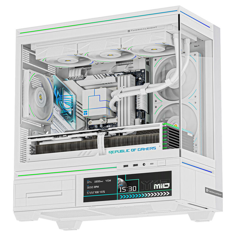 Thermalright TL-M10 Vision kabinett mATX RGB LCD herdet glass hvit forfra