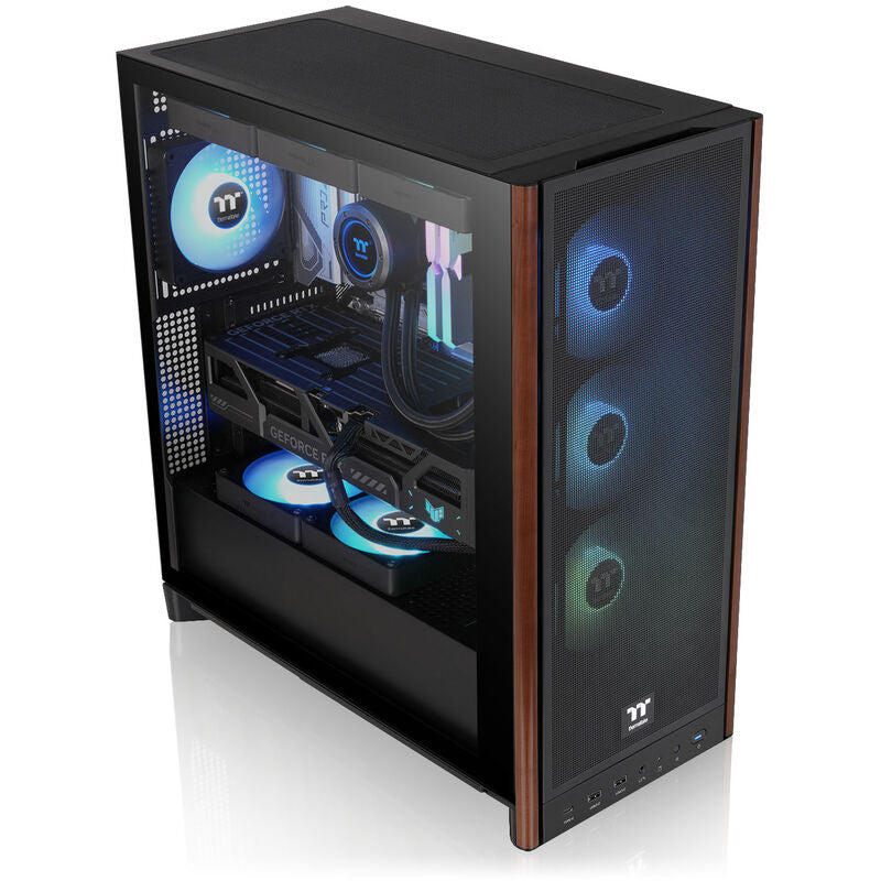 Thermaltake S370 WS kabinett midtårn E-ATX herdet glass svart montert med komponenter