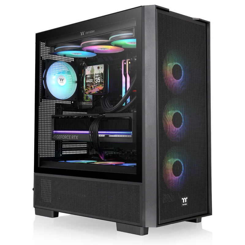 Thermaltake S380 TG ARGB kabinett midtårn ATX herdet glass svart detalj
