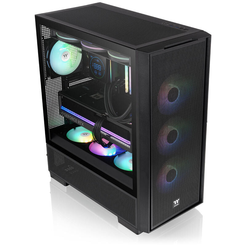 Thermaltake S380 TG ARGB kabinett midtårn ATX herdet glass svart nærbilde