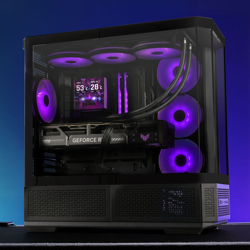 Detalj av ARGB-vifte på Thermaltake TH360 V3 Ultra ARGB AIO vannkjøling