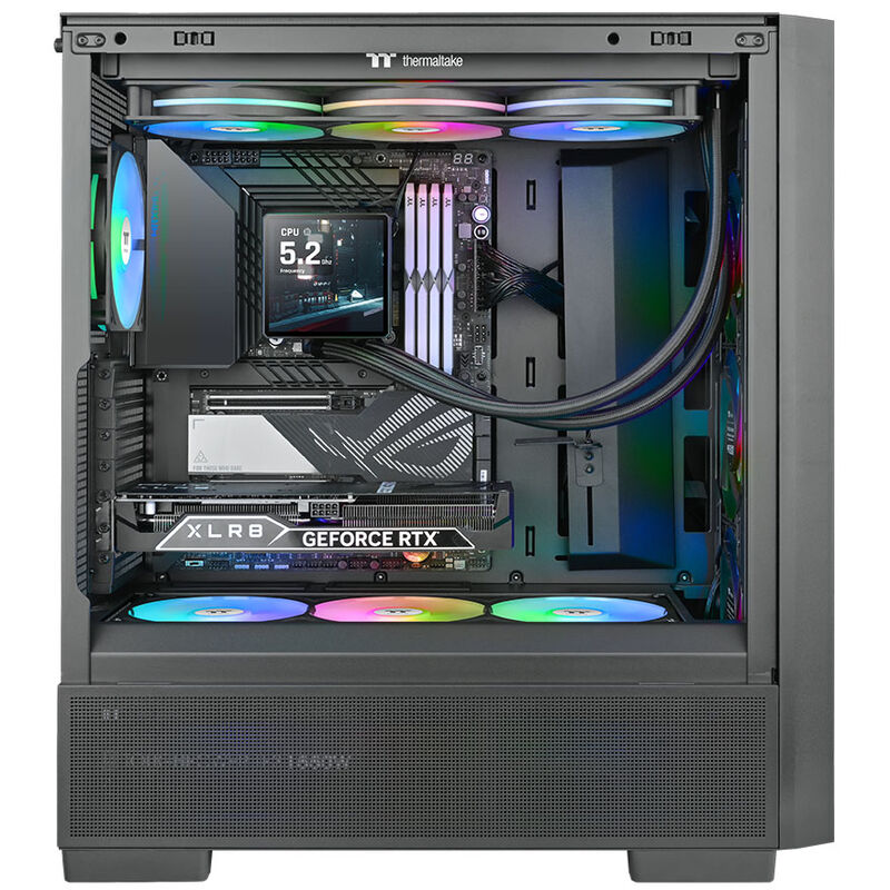 Montert Thermaltake TH360 V3 Ultra ARGB AIO vannkjøling med 360 mm radiator