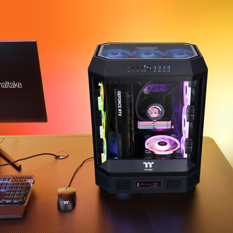Thermaltake The Tower 600 kabinett midtårn ATX herdet glass svart bakside