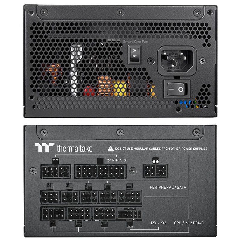 Montert Thermaltake Toughpower GT strømforsyning 850 W i PC-kabinett