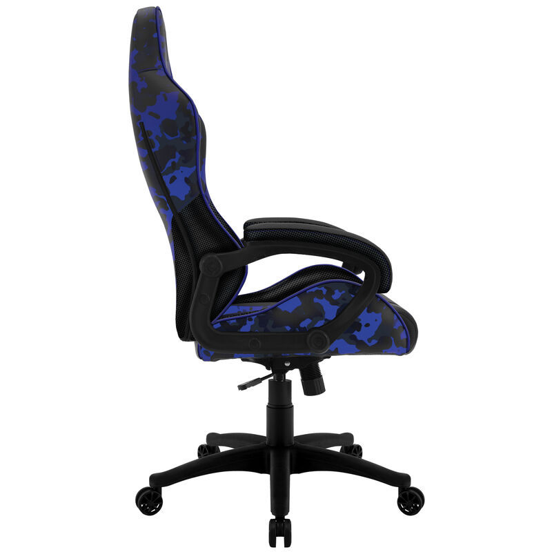 ThunderX3 BC1 CAMO gamingstol camo/blå PU-lær nærbilde av armstøtte
