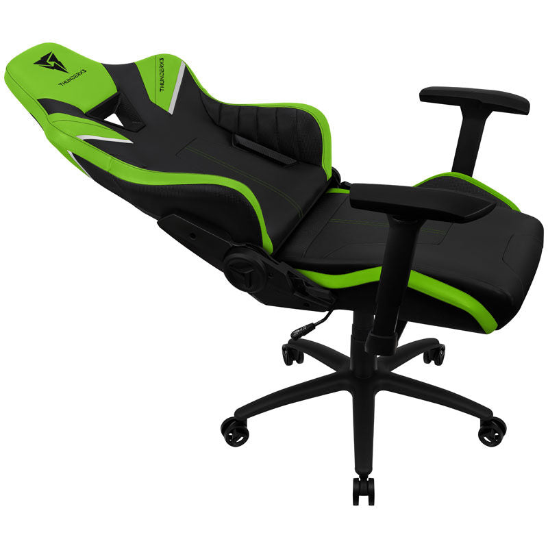 Nærbilde av ThunderX3 TC5 gamingstol svart/grønn logo