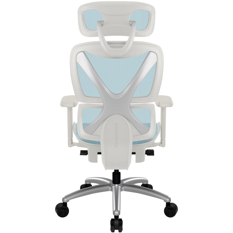 ThunderX3 XTC ergonomisk kontorstol mesh hvit/blå nærbilde av armstøtte