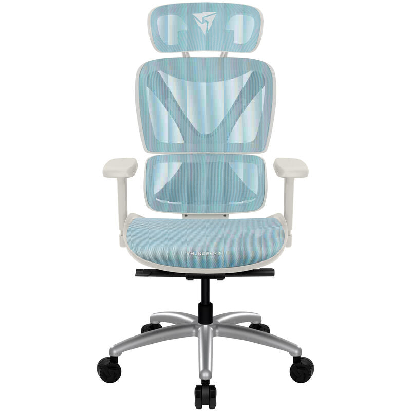 ThunderX3 XTC ergonomisk kontorstol mesh hvit/blå detalj av mesh-rygg