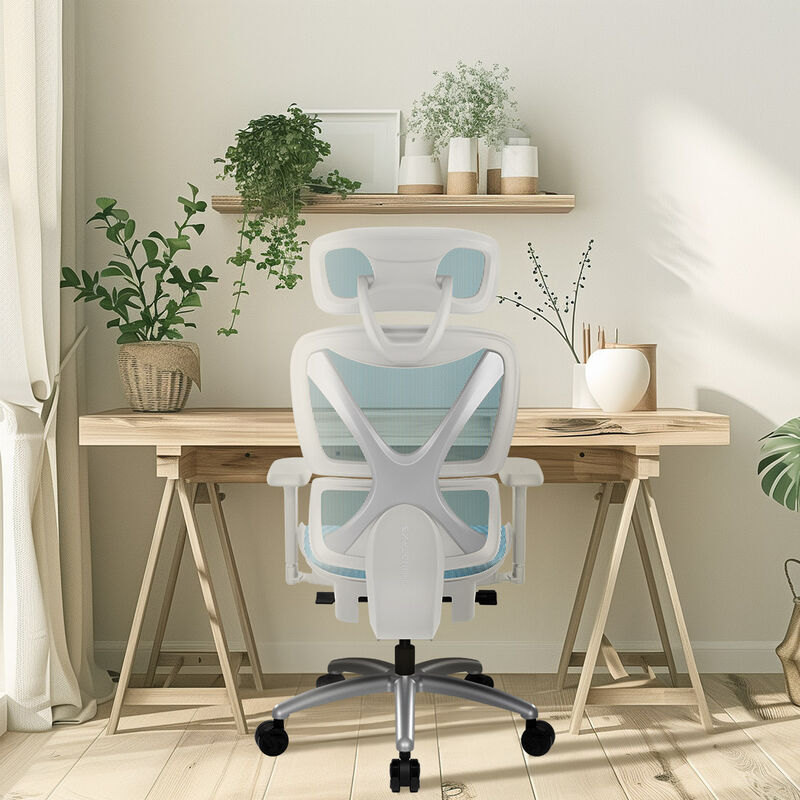 ThunderX3 XTC ergonomisk kontorstol mesh hvit/blå understell