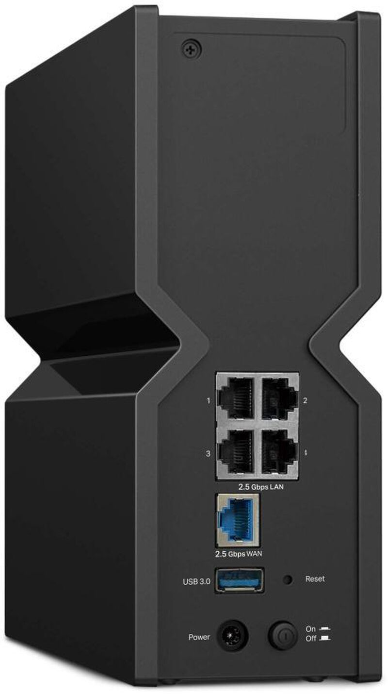 TP-Link Archer BE550 ruter Tri-Band Wi-Fi 7 detalj av porter