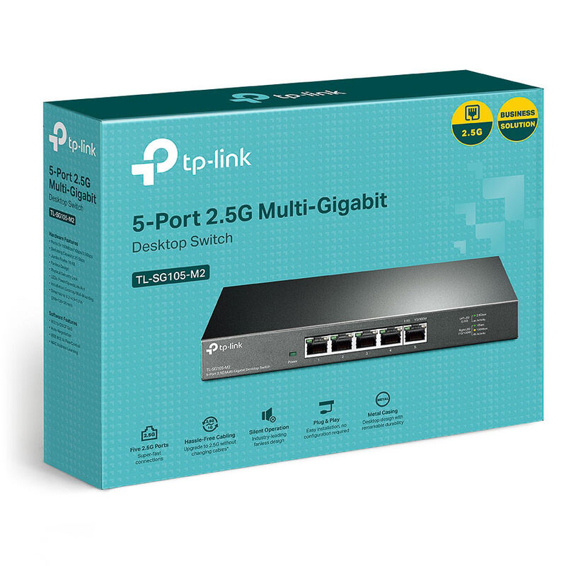 TP-Link TL-SG105-M2 nettverkssvitsj montert på vegg