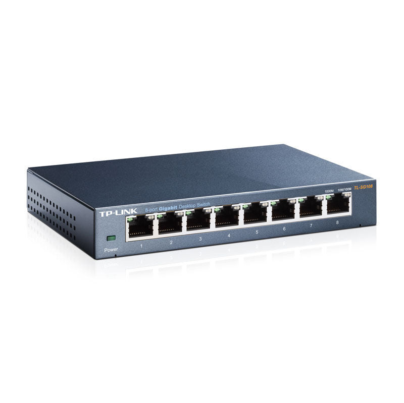 TP-Link TL-SG108 Gigabit nettverkssvitsj 8-port svart forfra