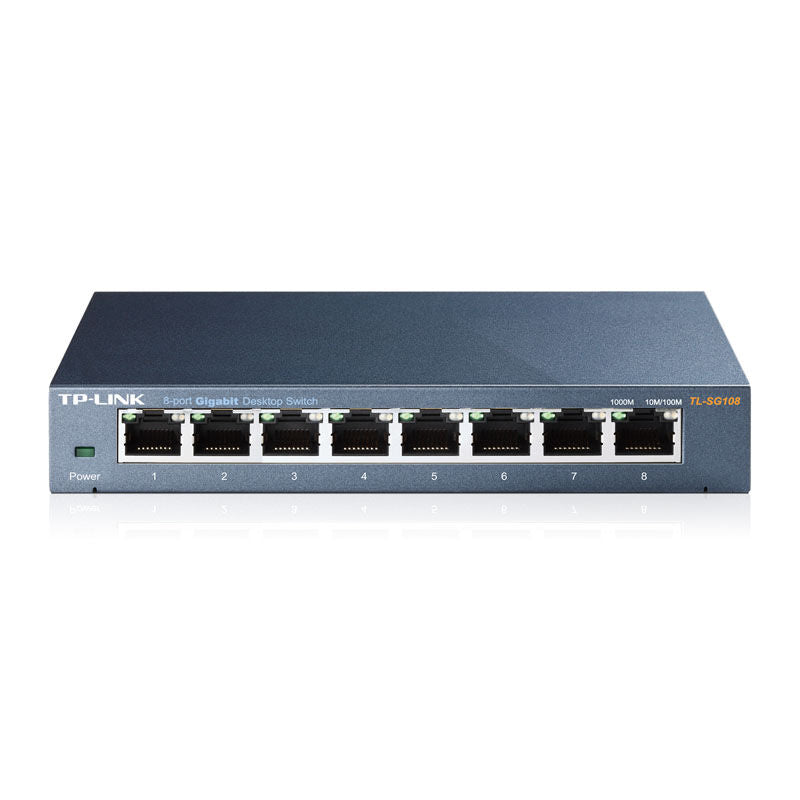 TP-Link TL-SG108 Gigabit nettverkssvitsj 8-port svart bakside