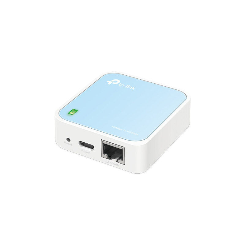TP-Link TL-WR802N bærbar nano-ruter N300 300 Mbps nærbilde av porter