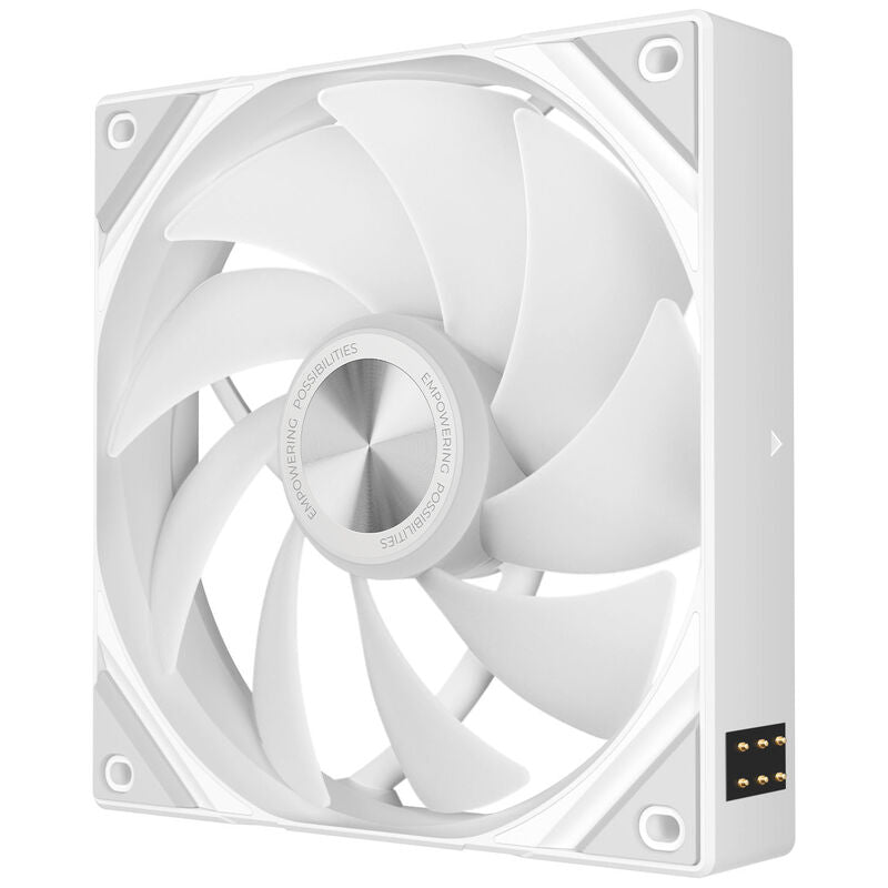 TRYX ROTA SL ARGB vifte 3-pakk 120 mm hvit nærbilde av ARGB LED-lys