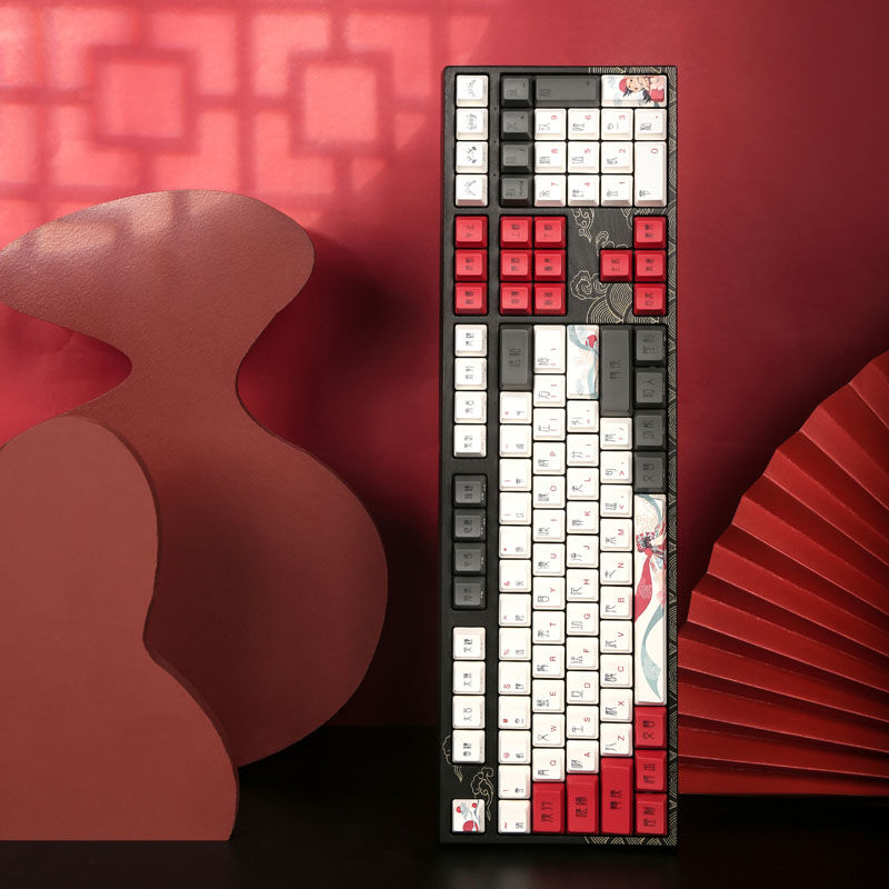 Montert Varmilo VEA108 Beijing Opera mekanisk gamingtastatur MX-Brown US med USB-C-kabel
