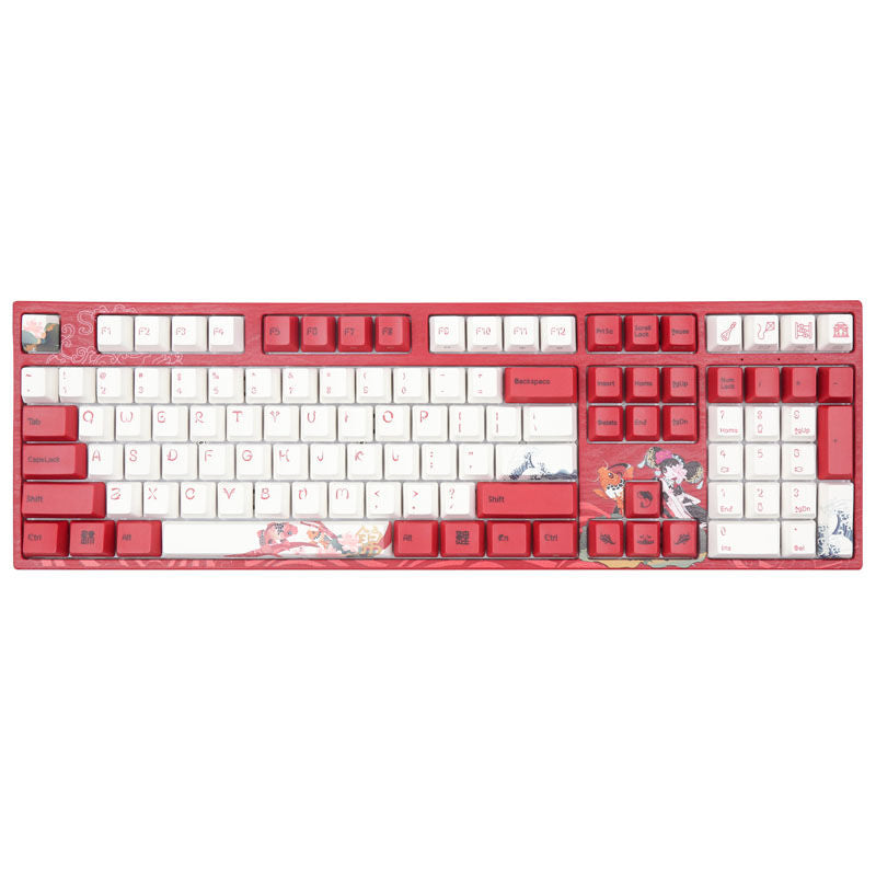Detalj av tastene på Varmilo VEA108 Koi mekanisk gamingtastatur