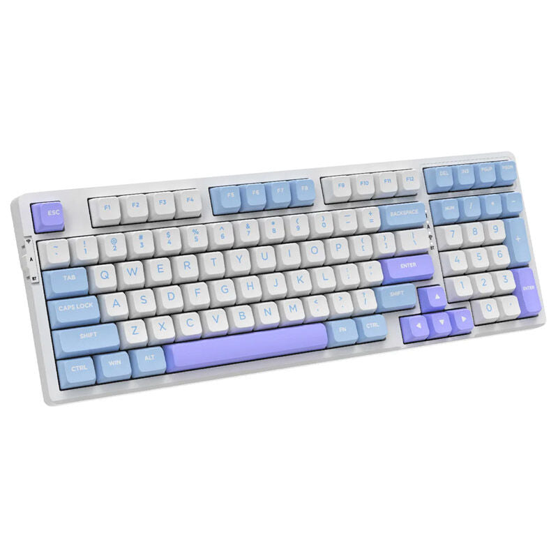 Bakside av VGN V98Pro V2 gamingtastatur Crystal Wine Sea Salt RGB US