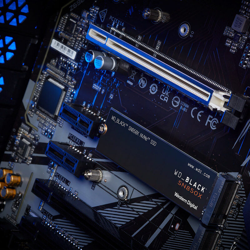 WD Black SN850X NVMe SSD 2 TB PCIe 4.0 M.2 2280 montert i PC