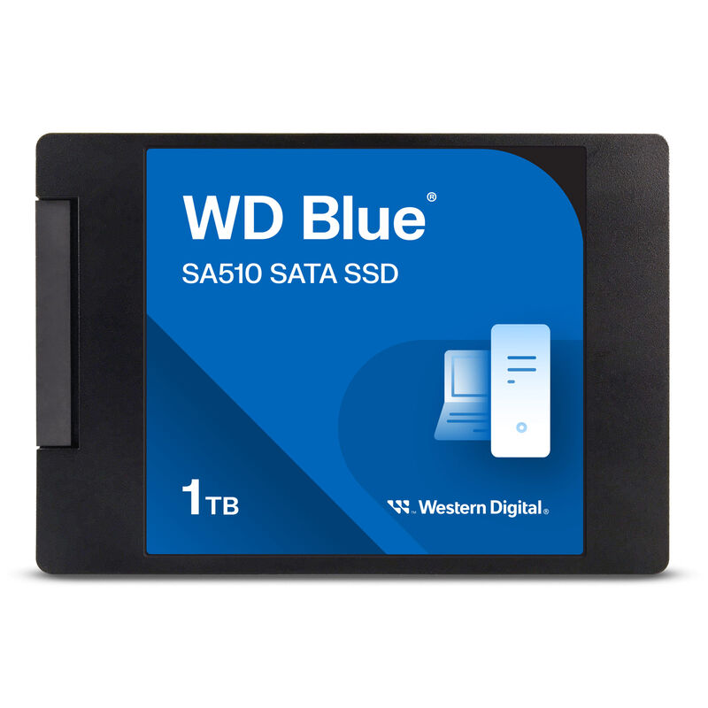 Bakside av WD Blue SA510 2,5 tommers SATA SSD 1 TB