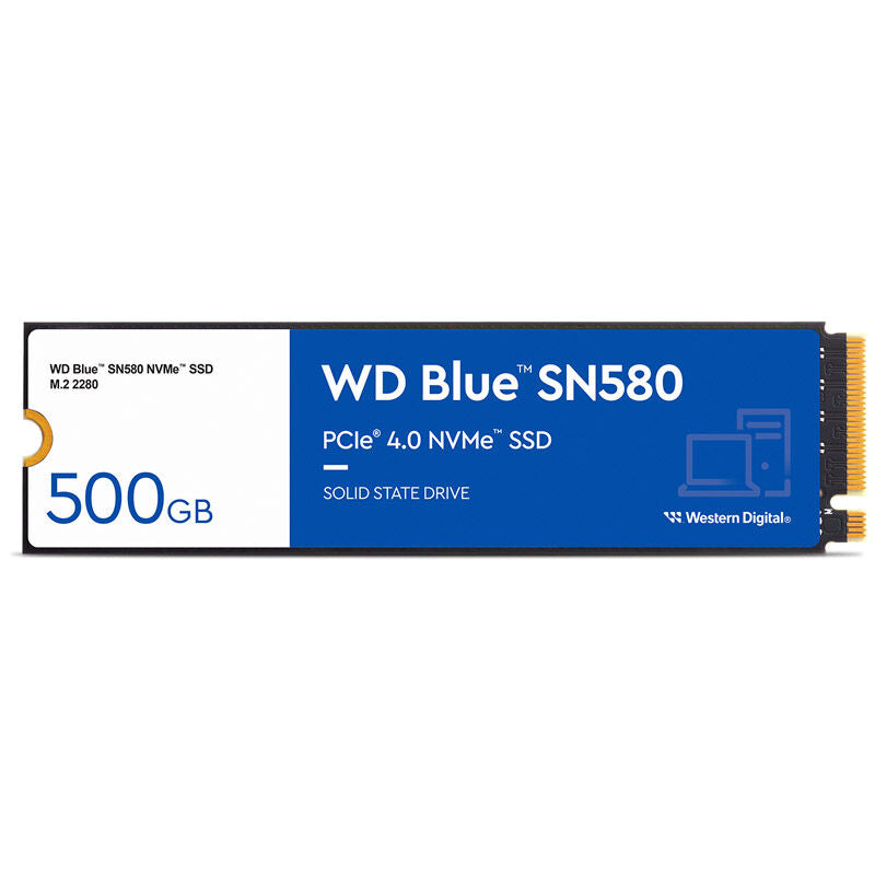 WD Blue SN580 NVMe SSD 500 GB PCIe 4.0 M.2 2280 detalj nærbilde