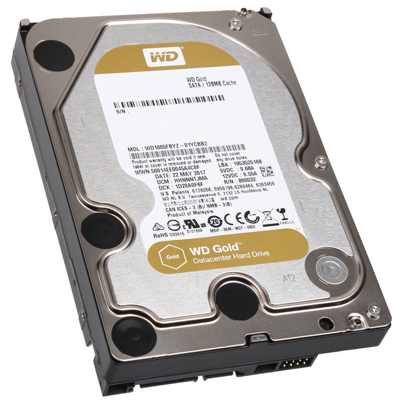 Western Digital Gold harddisk 1 TB 3,5 tommer front