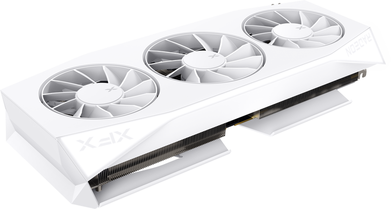 Detalj av XFX Mercury RX 9060 XT OC White Gaming Edition grafikkort kjøling