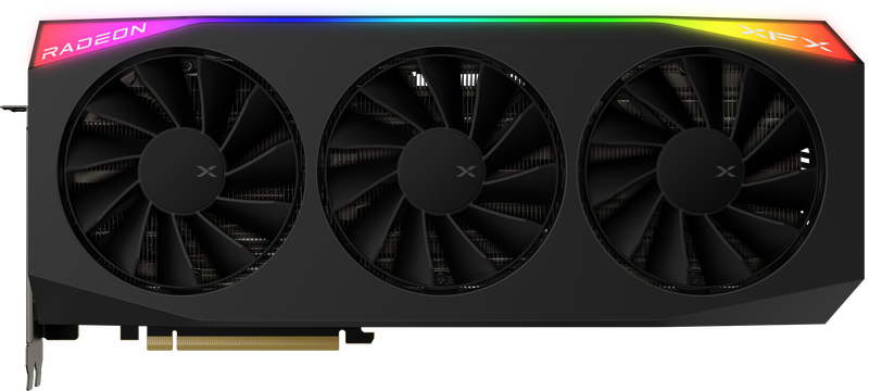 Nærbilde av kjølesystemet på XFX Mercury RX 9070 XT OC Gaming Edition