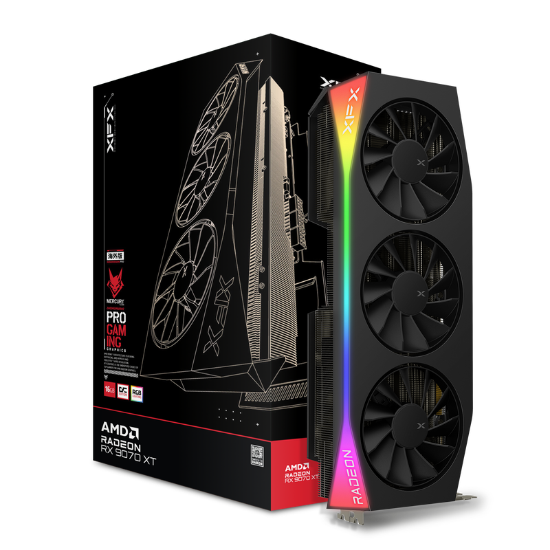 XFX Mercury RX 9070 XT OC Gaming Edition grafikkort forfra