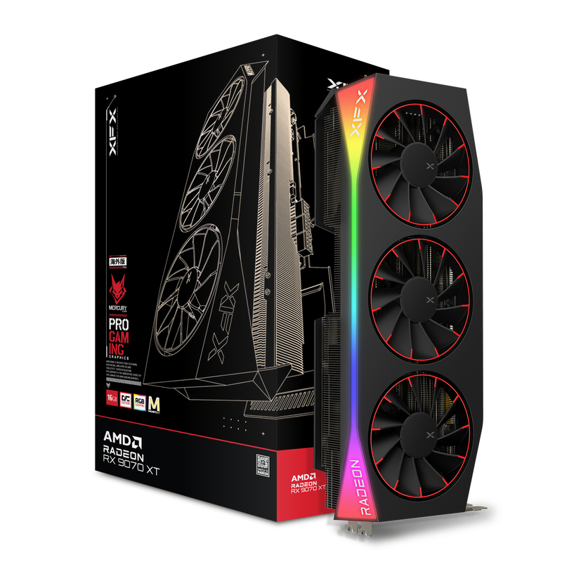 XFX Mercury RX 9070 XT OC Magnetic Air grafikkort forfra