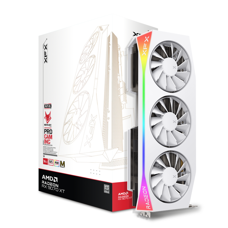 XFX Mercury RX 9070 XT OC White grafikkort forfra