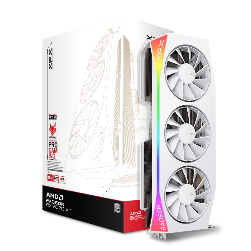 XFX Mercury RX 9070 XT OC White Gaming Edition grafikkort forfra