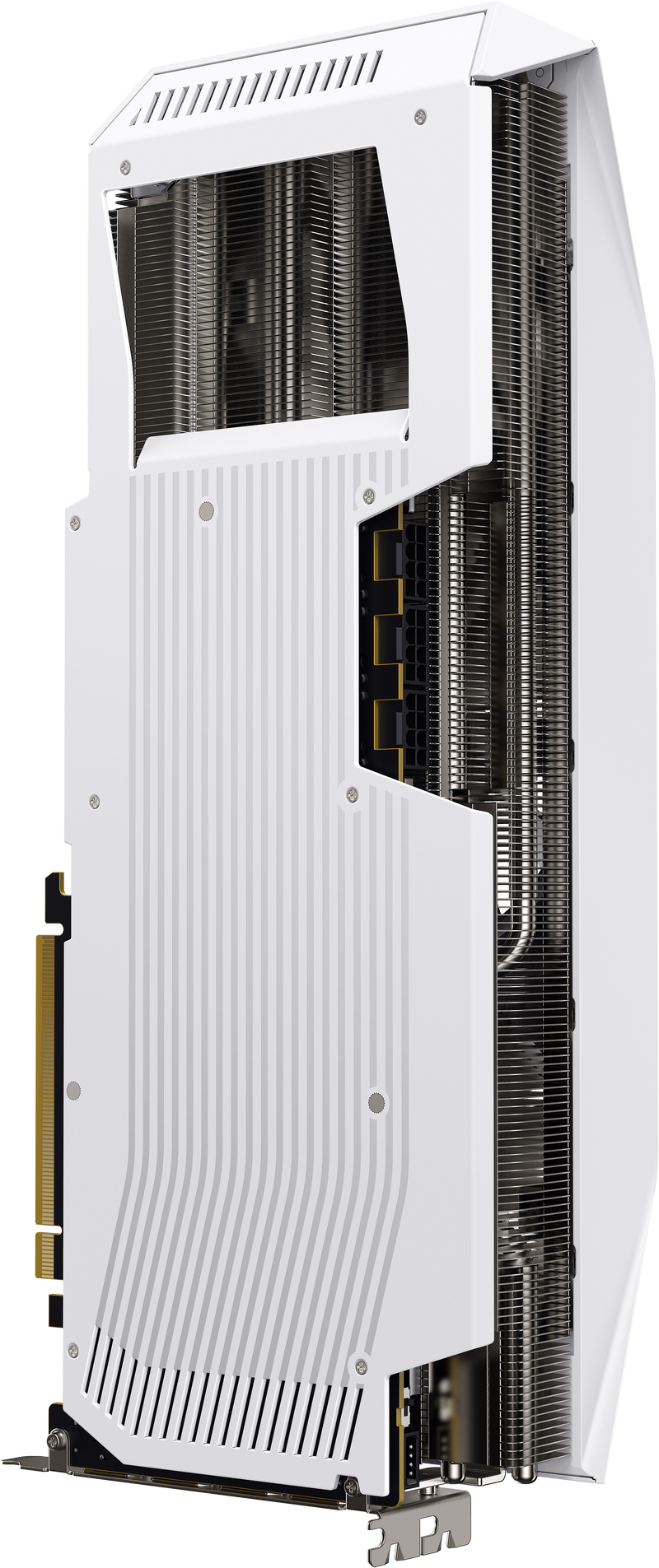 Detalj av RGB-belysning på XFX Mercury RX 9070 XT OC White Gaming Edition