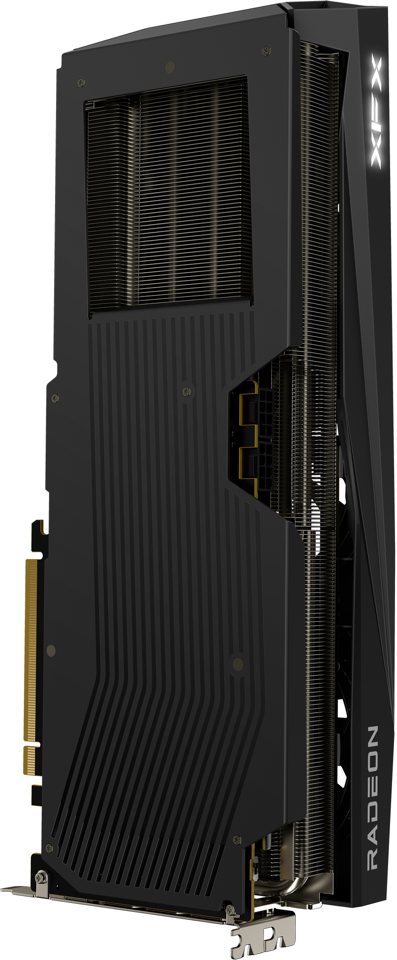 Nærbilde av XFX Quicksilver RX 9070 XT Gaming Edition grafikkort vifte