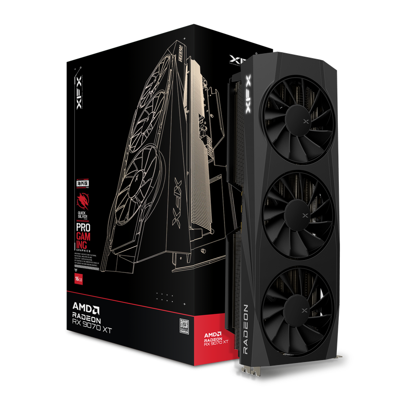 XFX Quicksilver RX 9070 XT Gaming Edition grafikkort forfra