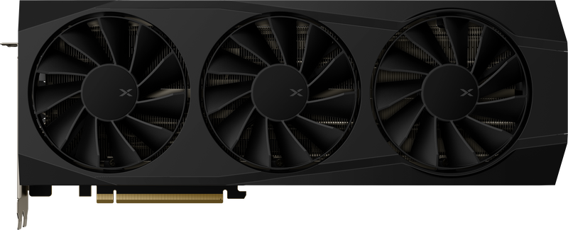 Detalj av XFX Quicksilver RX 9070 XT Gaming Edition grafikkort tilkoblinger