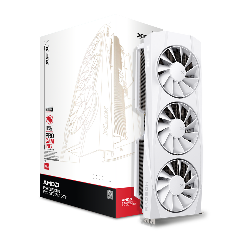 XFX Quicksilver RX 9070 XT White grafikkort forfra