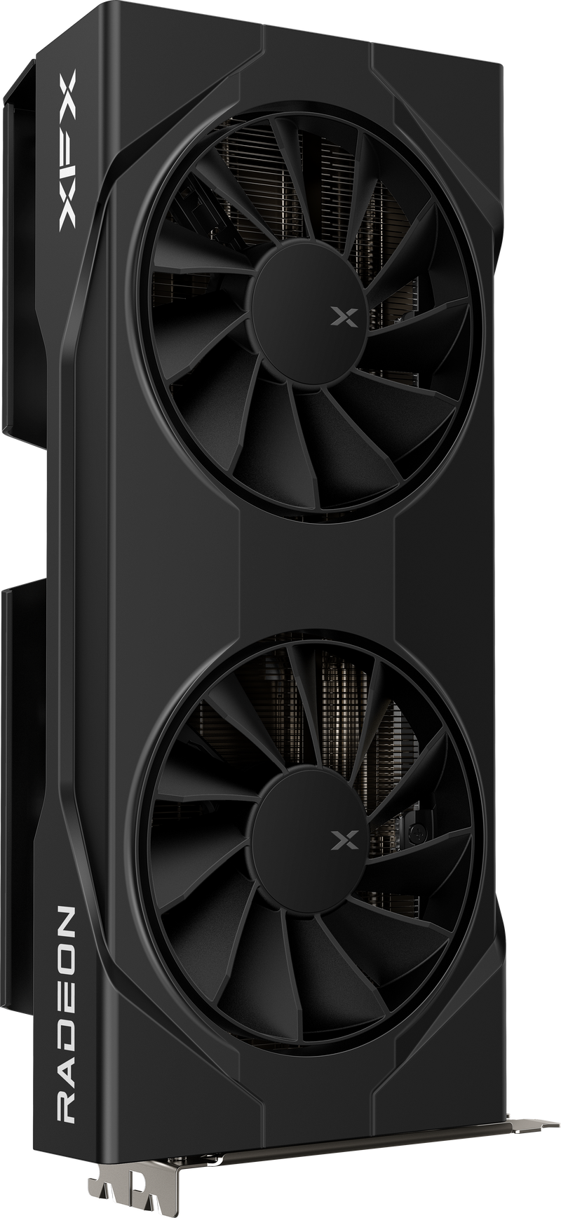 Nærbilde av XFX Swift RX 9060 XT OC Gaming Edition grafikkort kretskort