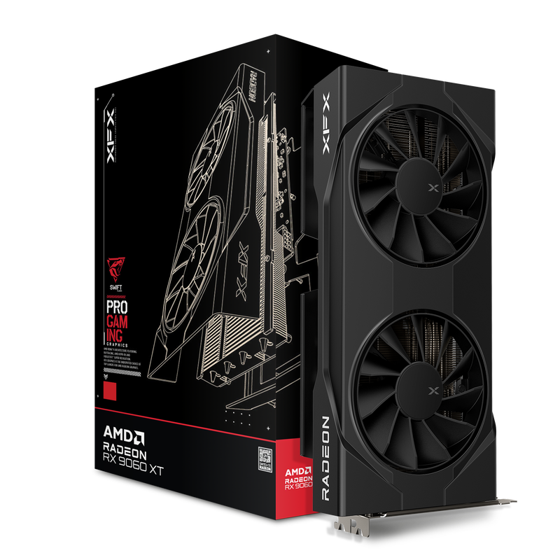 XFX Swift RX 9060 XT OC grafikkort 8 GB GDDR6 svart forfra