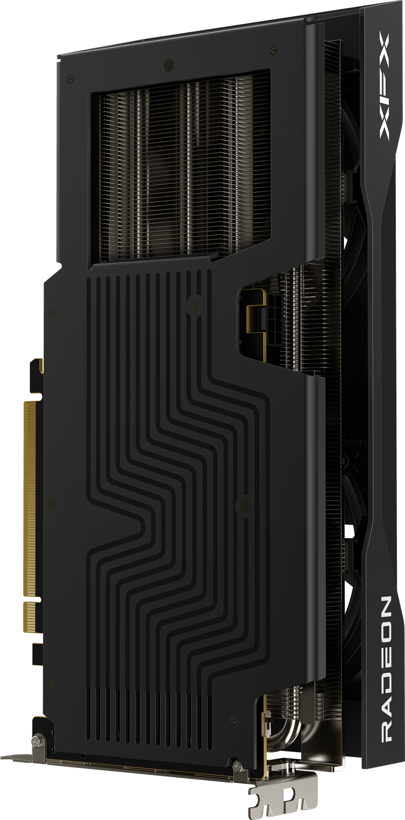 Sideprofil av XFX Swift RX 9060 XT OC grafikkort 8 GB GDDR6 svart