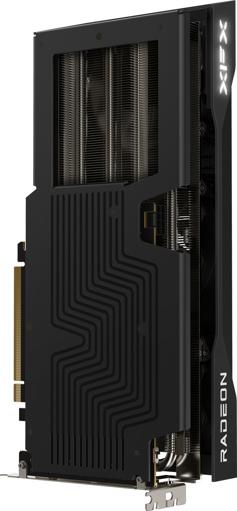 Sideprofil av XFX Swift RX 9060 XT OC Triple Fan grafikkort