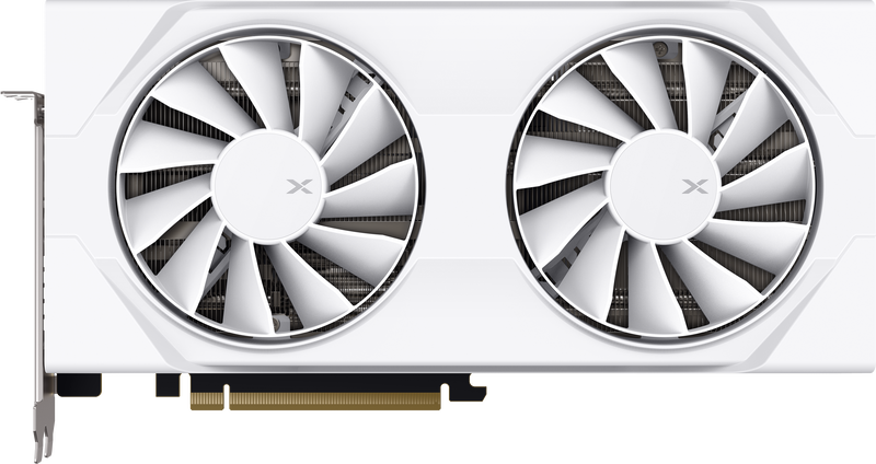 XFX Swift RX 9060 XT OC White grafikkort montert i PC