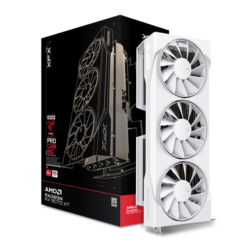 XFX Swift RX 9070 XT White Triple Fan grafikkort forfra