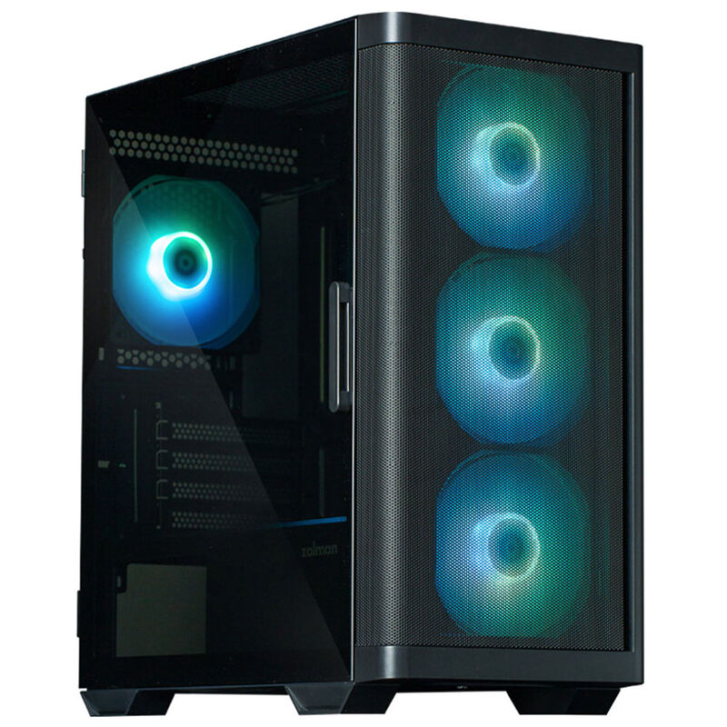 Zalman M4 kabinett minitårn mATX RGB herdet glass svart forfra