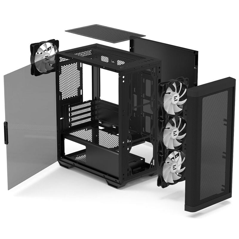 Zalman M4 kabinett oversikt over frontpanel og tilkoblinger