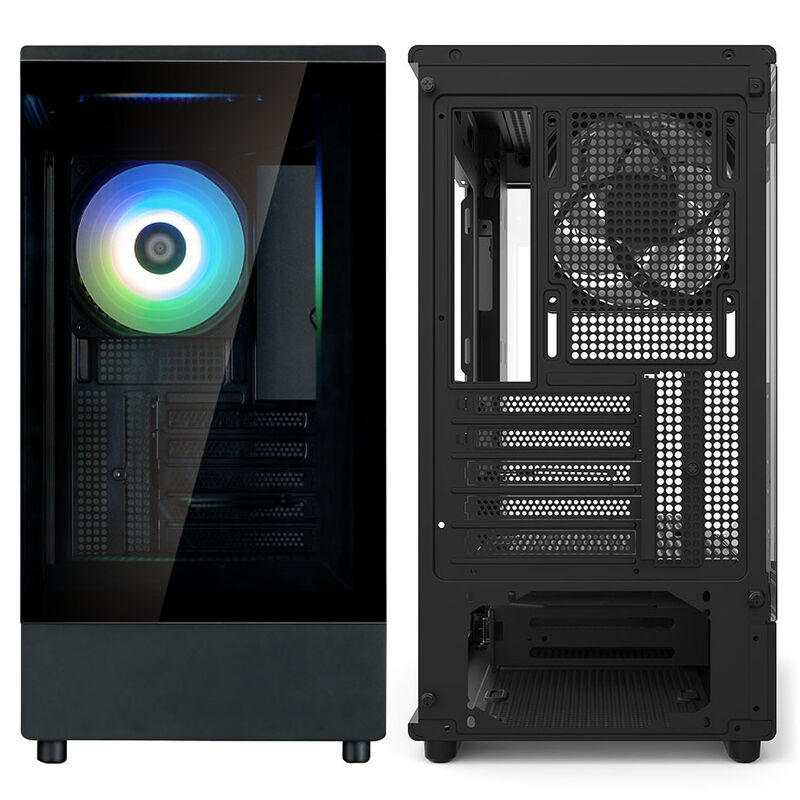 Nærbilde av RGB-vifte i Zalman P10 kabinett minitårn mATX RGB herdet glass svart