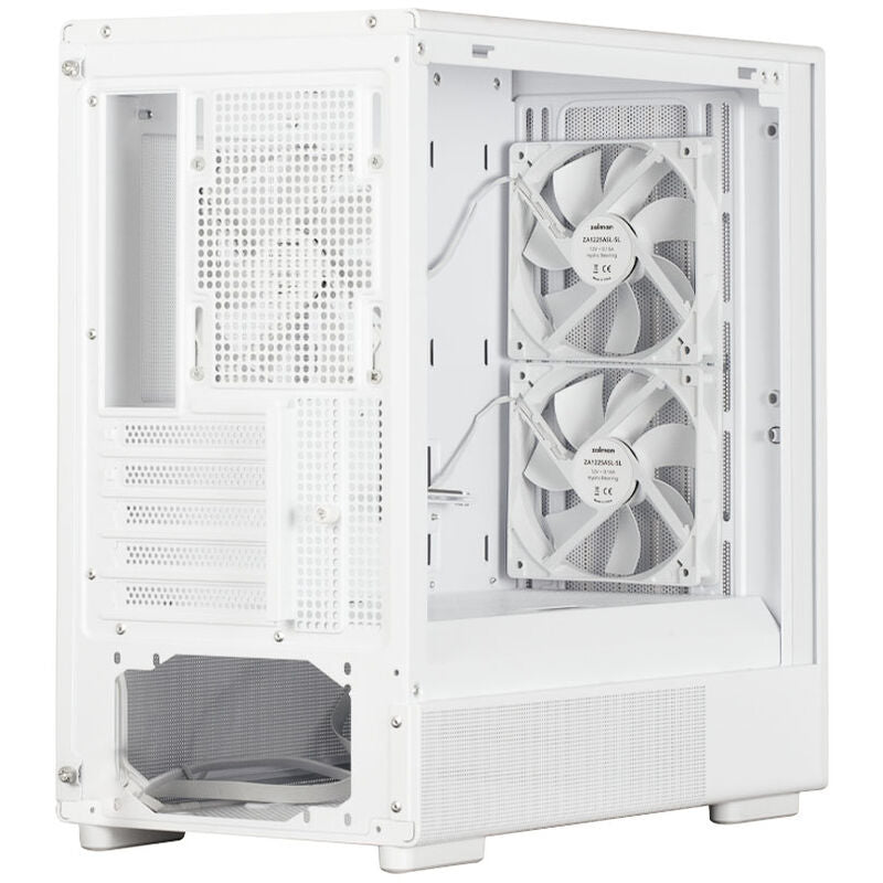 Zalman P10 Namu kabinett minitårn mATX herdet glass hvit tre med vifter